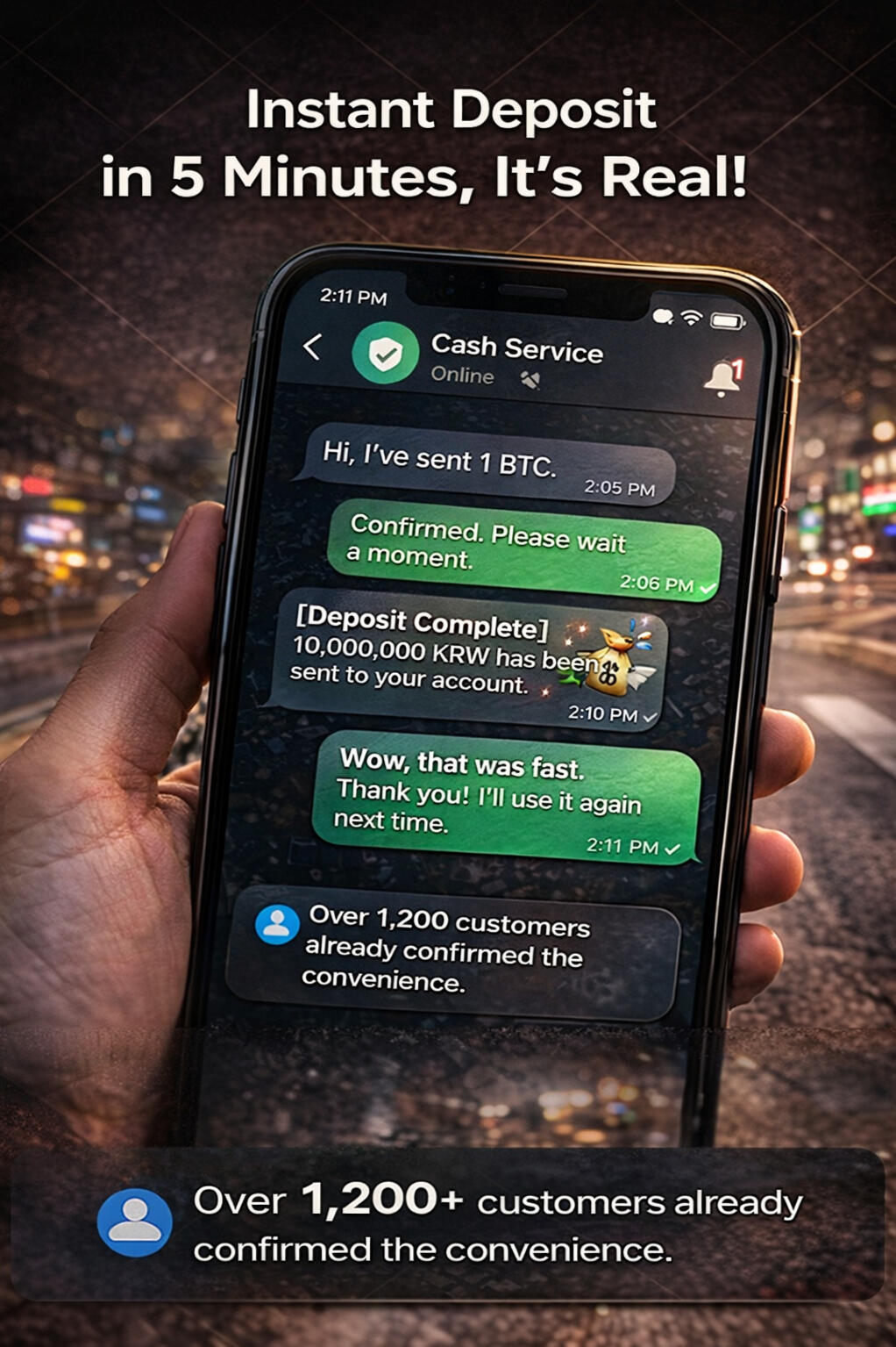 Customer review: Fastest USDT to KRW cash service in Seoul